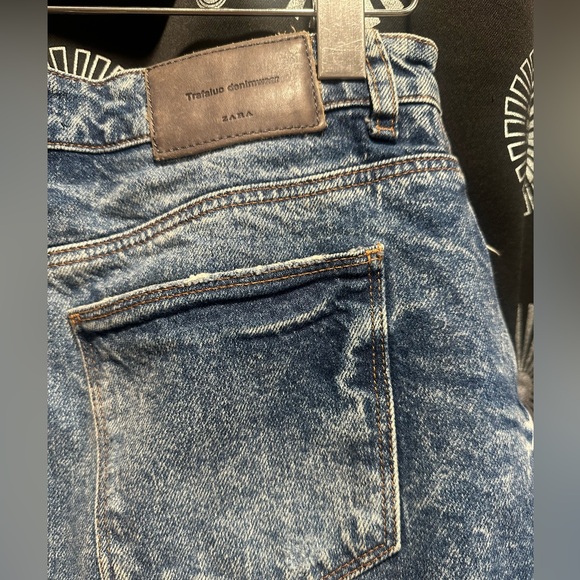 Zara Trafaluc Jeans Shorts Women’s Size 2 Blue Washed Distressed Cropped Holes - Picture 8 of 8